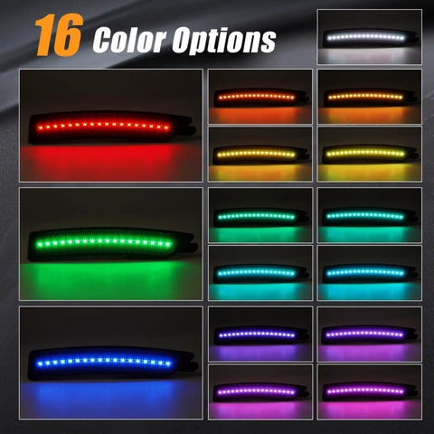 16 color options for Ford Mustang S650 RGB LED Side Marker Lights Kit Smoked Lens Front And Rear Bumper Lamps 4 Pack