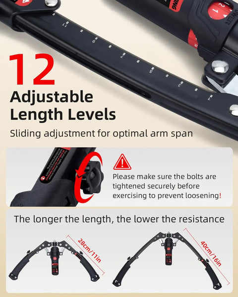 Abahub Twister Arm Exerciser is a high quality hydraulic power chest expander with 12 adjustable lengths for versatile workouts.