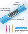 Cross-section view of Heavy Duty Heat Shrink Butt Connectors Crimp Wire Connectors Kit featuring tinned copper barrel and polyolefin tubing.