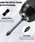 Side view of Konvixon 16-piece diamond drill bit set with 1/4-inch hex shank in drill chuck