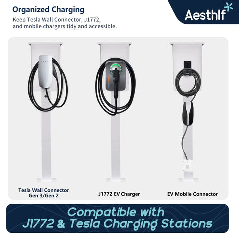 Outdoor EV Charger Pedestal Stand For Tesla And J1772 Type 2 Chargers Built Tough Weatherproof And Corrosion Resistant display