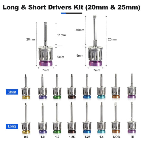 Pro Grade Dental Implant Torque Wrench Set For Prosthetics Universal Kit With Adjustable Ratchet And Screwdrivers 16 Pieces 10 To 70 Ncm Fully Autoclavable long and short drivers 20mm 25mm, stainless steel