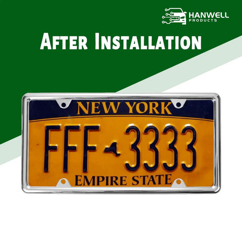 Beefy Chrome Zinc Alloy License Plate Frame Universal Fit Heavy Duty Never Rust Durable With Metal Screws Chrome Caps And Screwdriver Included Slim Design That Will Not Cover Your Tag on New York plate