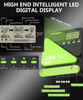 20A MPPT Solar Charge Controller With Adjustable LCD And Timer Dual USB Ports 12V 24V Auto Detect in light green