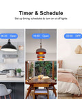 WiFi 2-Gang 1-Way Touch Smart Light Switch With 2.4 GHz Network Works With Alexa showing timer schedule for lights