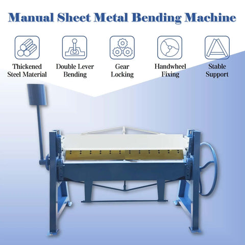 1.5x1300 Manual Press Brake 51-Inch 16-Gauge Capacity Heavy-Duty Box And Pan Brake front view with steel frame and components