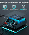 Beefy Stackable Power Station With Solar Inverter, 3D view showing internal components and protection features.