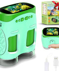 Kid Friendly 4K Handheld Microscope With 2.0 Inch Screen Rechargeable Camera Includes 6 Slides, green handheld toy with USB cable