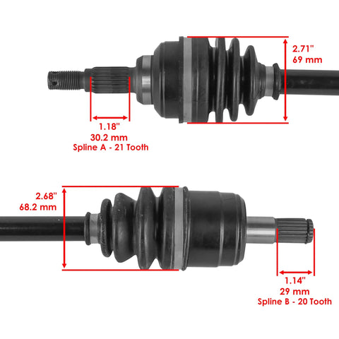 Honda Rancher 420 Front Left And Right Beefy Axle Set For Trx420Fm1 And Trx420Fm2 2014 2015 2016 4x4 Auto DCT ES EPS Heavy Duty Replacement Shafts Durable, measured CV axle ends