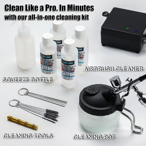 Pro Grade Airbrush Kit With Tough-Pressure Compressor, 55 Psi, Clog-Resistant Dual-Action Gun, cleaning kit and tools