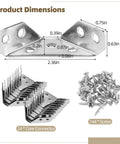 24 Piece Universal Furniture Corner Connectors Set, Trapeziform Stainless Steel Triangle Brackets For Right Angle Joints, product dimensions.