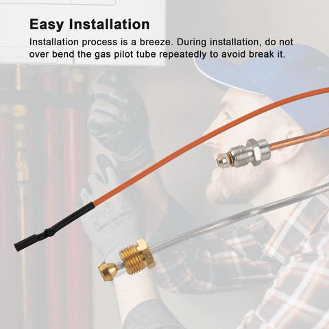 Pilot and igniter assembly replacement kit with copper gas tube, brass fitting, and metal connector for natural gas water heater