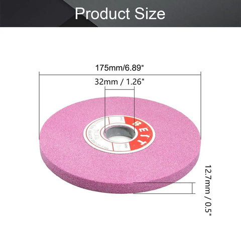 Bench Grinding Wheel Chrome Corundum 60 Grit For Surface Grinding And Metal Shaping, 180 x 12.7 x 32mm, size illustration