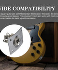 Top Tier Six Piece Square Output Jack Plates For Electric Guitar And Bass Setup Quarter Inch Mono Jack Hardware Silver Finish close up view of jack plate