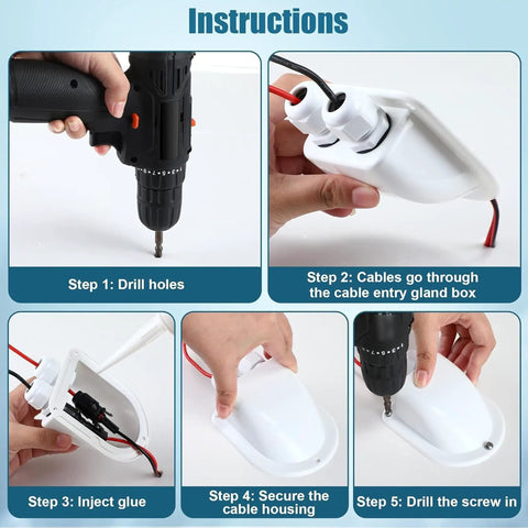 Installation steps for Two Pack Solar Cable Entry Gland Weatherproof Dual Cable Entry Kit For 3mm2 To 10mm2 Wiring