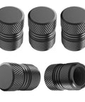 Premium Anodized Alloy Tire Valve Stem Caps, 5 Pack, Corrosion Resistant and Rust Proof with a Plastic Inner Liner, Black
