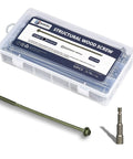 Eight Inch Structural Lag Wood Screws Number Fourteen Size Heavy Duty Timber Fasteners Green Rust Proof Coating Salt Spray Tested Pack Of Fifty in a clear container.