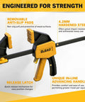 Two 6 Inch Mini Bar Clamps For Woodworking Set with quick release grip and anti-slip pads, ideal for DIY projects and crafts