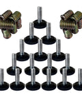 Set of 16 heavy-duty 5/16 inch threaded leveling feet for furniture with Teflon nylon base pads and 5/16-18 UNC thread.