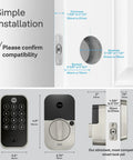 Assure Lock 2 Touch Deadbolt With Wi Fi Connected Keypad And Fingerprint Scanner, Black Suede Finish, Keyed Option, dimensions