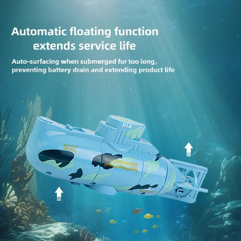 Mini RC Submarine Toy With Waterproof Remote Control For Kids Dive Underwater floating in ocean