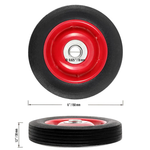 Ironclad 6 X 1.2 Inch Solid Rubber Flat Free Tires 5 Pack Hand Truck Wheel Replacement with Ball Bearings 5/8 Inch Axle 350 Lb Capacity Smooth Operator Roll Bulldog Tough Build for Daily Grind