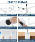 TICONN over-the-door coat rack, white metal with 5 hooks; fits 1-3/8 in doors, six-step install guide.
