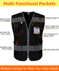 Stay Seen All Day High Visibility Safety Vest for Men and Women with 9 Pockets and Reflective Strips shown front view, Large