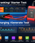 BT506 Battery Tester Analyzer For 6V And 12V Cars And Trucks, Checks 100-2000 CCA, Voltage And Health Readouts, DIY-Friendly, Plug-And-Play Auto Battery Diagnostic Tool For Quick Failure Prevention And Peace of Mind. BT506 tester with clamps and display for cranking and charging tests