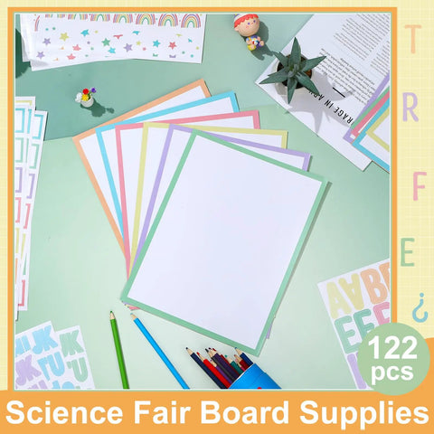 Totally All In One Science Fair Board Kit With 72 Glitter Candy Borders 36 Pastel Subtitles 8 Sticker Sheets classroom decor