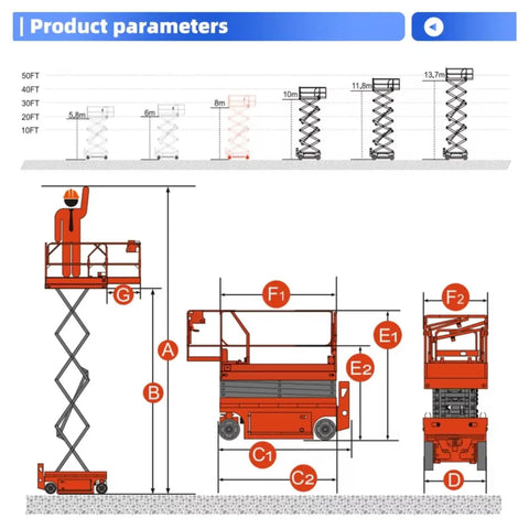 Diagram of Hydraulic Aerial Work Lift Platform for Building Decor Heavy Duty Warehouse Management Lighting Installations