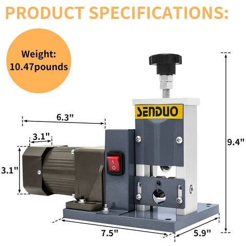 Automatic Wire Stripper Machine For Fast Copper Wire Recycling 25W Electric Cable Stripper dimensions view