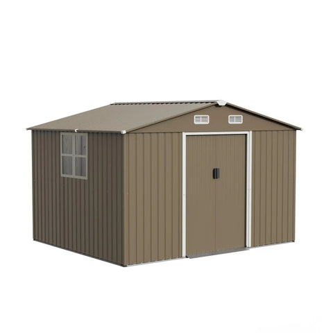 Outdoor Storage Shed 10 Foot By 8 Foot Waterproof Metal Tool Shed With Lockable Sliding Door And Air Vents For Garden Tools