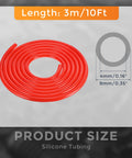 Dope Silicone Vacuum Hose For Automotive Use, 10 Ft Length, 5 32 Inch ID, 2.5 mm Wall Thickness, Red Color, coiled view.