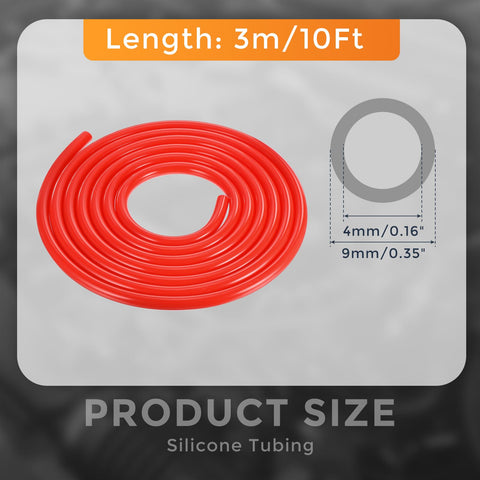 Dope Silicone Vacuum Hose For Automotive Use, 10 Ft Length, 5 32 Inch ID, 2.5 mm Wall Thickness, Red Color, coiled view.