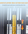 Close-up of sealed oil cylinder in Heavy Duty Electric Pallet Stacker With Battery Powered Forklift Lift System for smooth lifting.