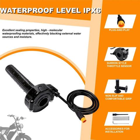 Full Twist Throttle Kit For 12V To 72V E Bikes And Scooters 3 Pin Surron Style Waterproof Quick Twist Handlebar Throttle Plug