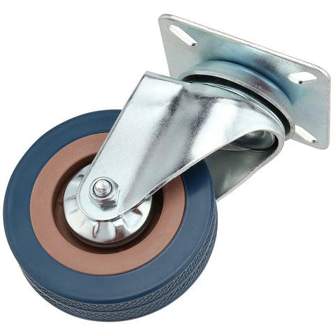 Front view of a single caster wheel from 8 Pack 3 Inch Caster Wheels Set With Lock Brake Heavy Duty 880 Lb Capacity Swivel Plate Casters 360 Degree Rotation