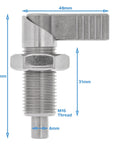 Built Like A Tank Stainless Steel Indexing Plunger With M16 X 1.5 Thread retractable lever locking bolt, 56mm long, 8mm pin.