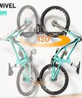 Bike Rack Wall Mount For Garage And Indoor Use, Space Saving Vertical Holder Up To 77 Lbs, showing swivel arm with 130 degree rotation