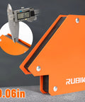 RUBIK welding magnet holder, orange angled magnetic clamp, 25 lb capacity, front view