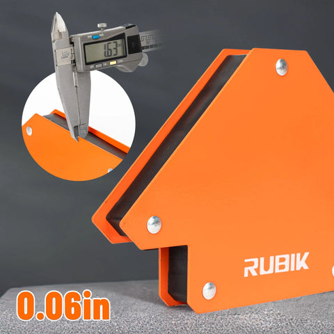 RUBIK welding magnet holder, orange angled magnetic clamp, 25 lb capacity, front view