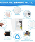 Diagram of features for All In One Trading Card Shipping Kit With 60 Bubble Mailers And 120 Card Protectors, highlighting protection.