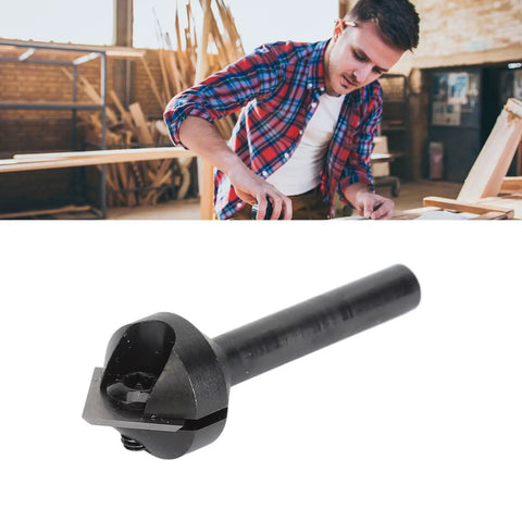 Top Shelf V Shape Router Bit Featuring A Knockout 90 Degree Carbide Blade For Crisp Woodworking Engraving and Quick 45 Degree Chamfer Cuts On CNC Machines, close-up view.