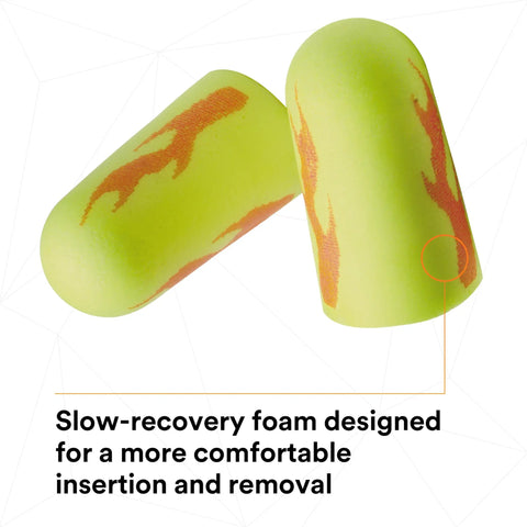 Neon Yellow E A Rsoft Foam Ear Plugs 200 Pairs Box NRR 33 For Drilling Grinding Machining Welding Sanding Disposable Soft