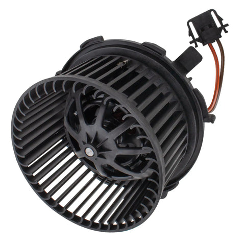 Heavy Duty Front Heater Motor AC Blower Assembly With Fan Cage For Audi A4 A5 Q5 showing fan blades and connector wiring.