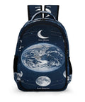 Moon Phases Space Astronomy Backpack Dope Printed Unisex Daypack with Earth and Moon phases design.