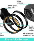 Clip On CPL Polarizer Filter For Smartphones With Pro Grade Optical Glass And Double Sided Coating For iPhone And Android displayed