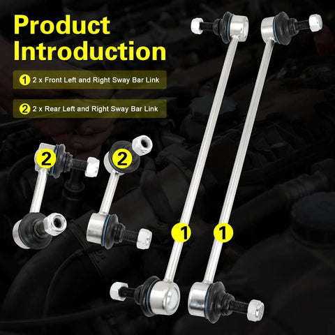 Four Piece Front And Rear Sway Bar Link Kit For 2012 2015 Honda Civic And 2013 2019 Acura ILX Replaces K750125 K750126 K750604