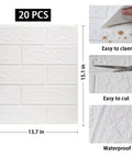 3D Wall Panels Peel And Stick Waterproof Faux Stone Self Adhesive 20 Pack In Rock Black showing dimensions and features